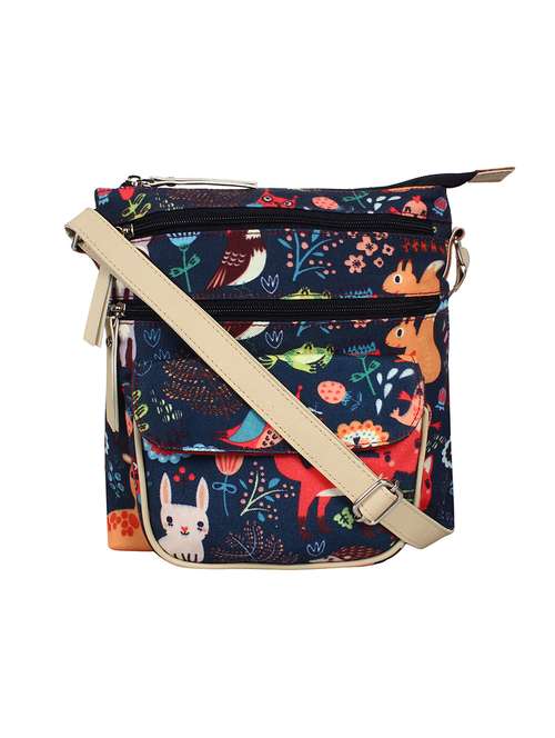 navy blue animal print regular sling bag - 17001756 - Standard Image - 0
