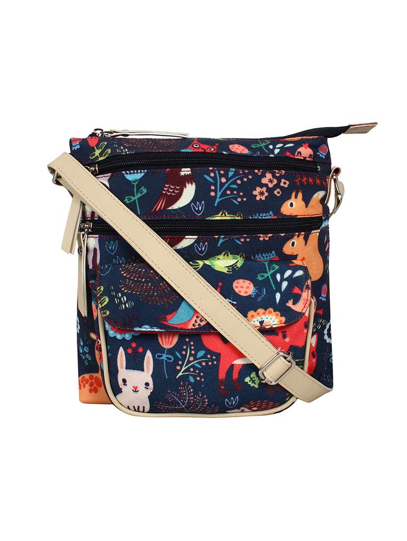 navy blue animal print regular sling bag - 17001756 - Zoom Image - 0