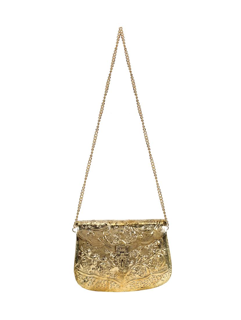 gold metal box clutch - 17001761 - Standard Image - 4