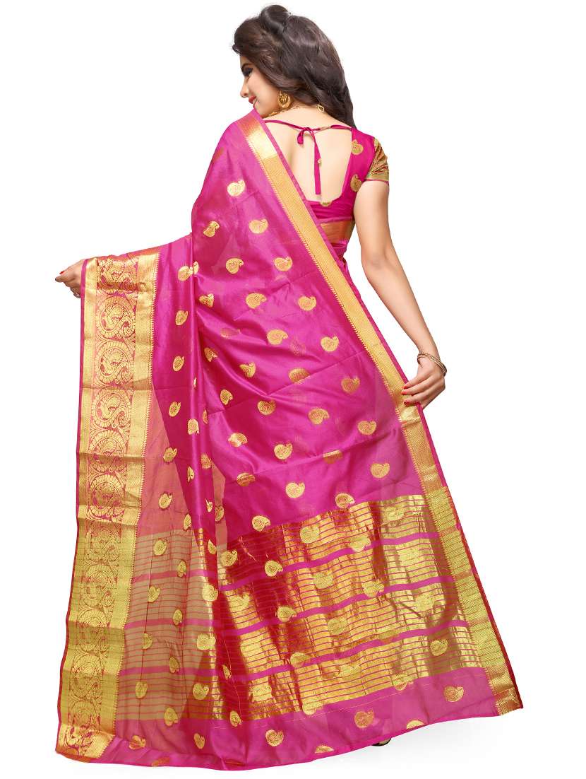 paisley kanjivaram aree with blouse - 17002042 -  Standard Image - 1