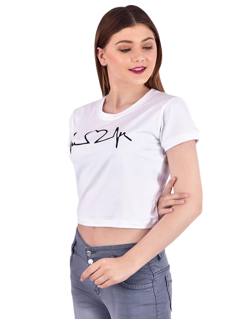 round neck graphic crop tee - 17006141 - Standard Image - 1
