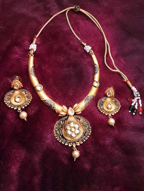 copper gold plated choker necklace - 17008831 - Standard Image - 0