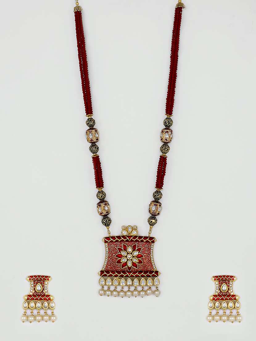 red gold plated pearl necklace