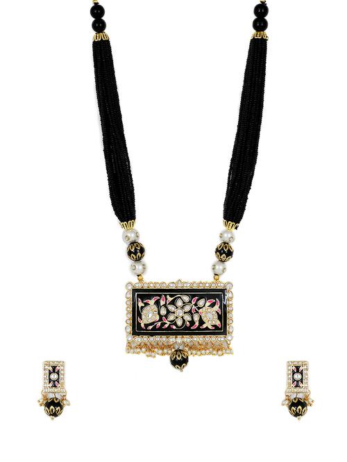 black gold plated pearl necklace - 17008870 - Standard Image - 0