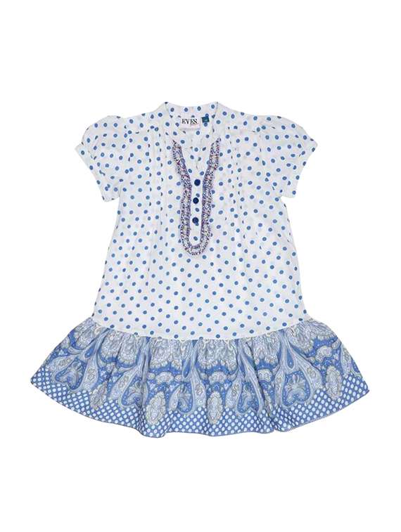girls mandarin collar cap sleeve frock