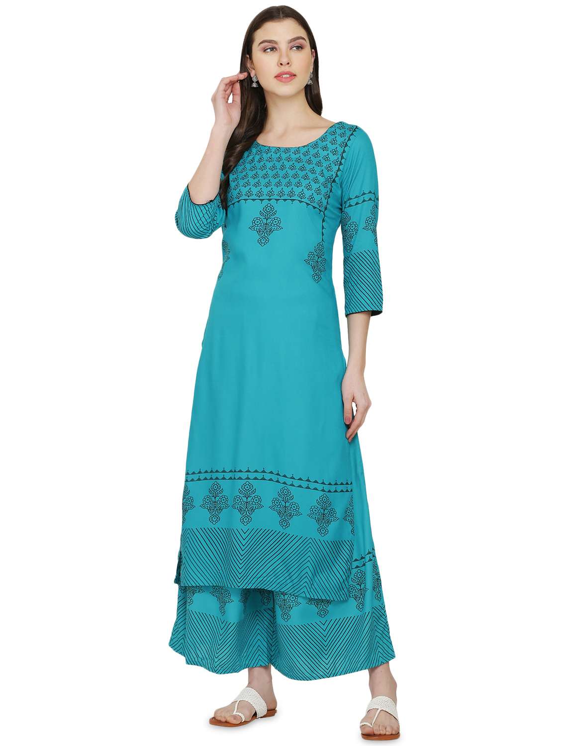 printed kurta palazzo set