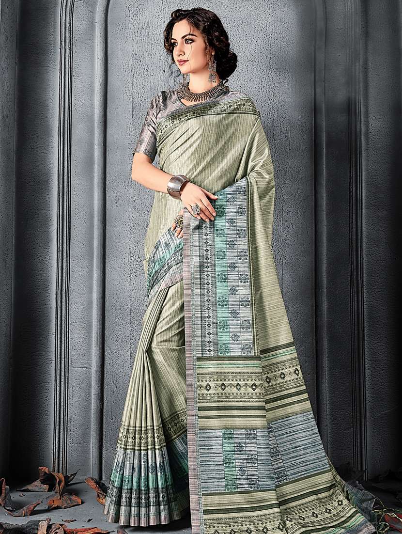 bordered printed saree with blouse