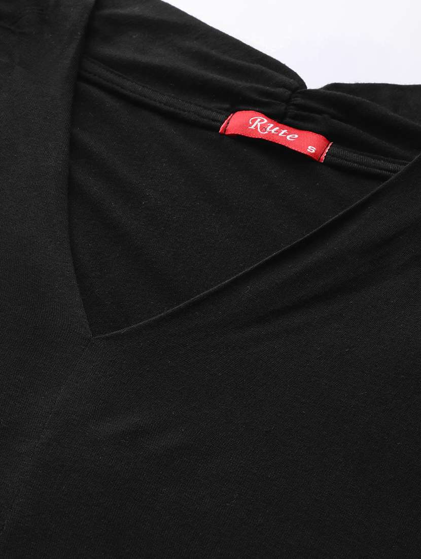 women black regular fit shirt sleeve a-line top - 17010739 -  Standard Image - 4