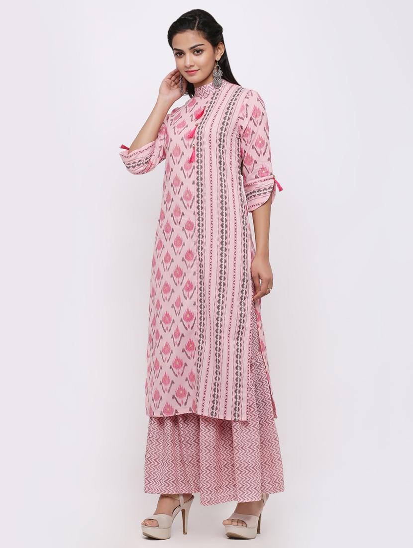 ikat print kurta sharara set - 17010950 -  Standard Image - 1