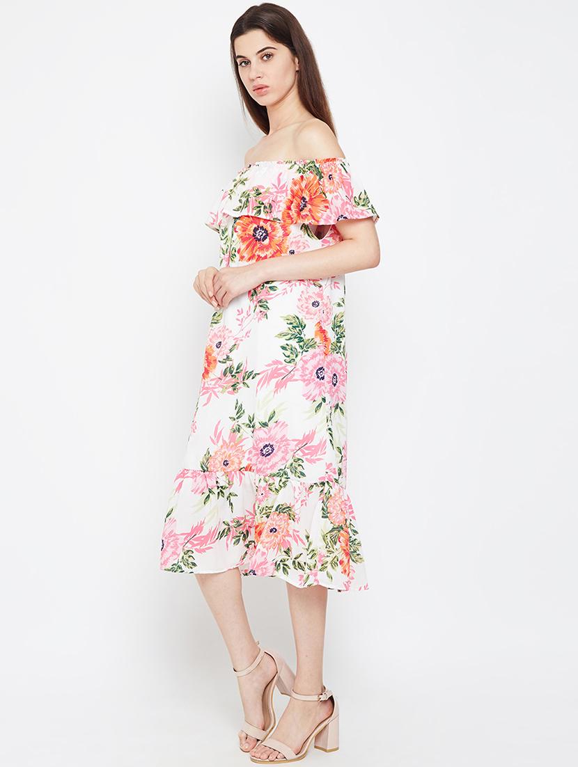 off shoulder floral a-line dress - 17011035 - Standard Image - 1