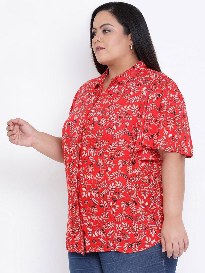 concealed placket floral plus shirt  - 17011102 -  Standard Image - 1