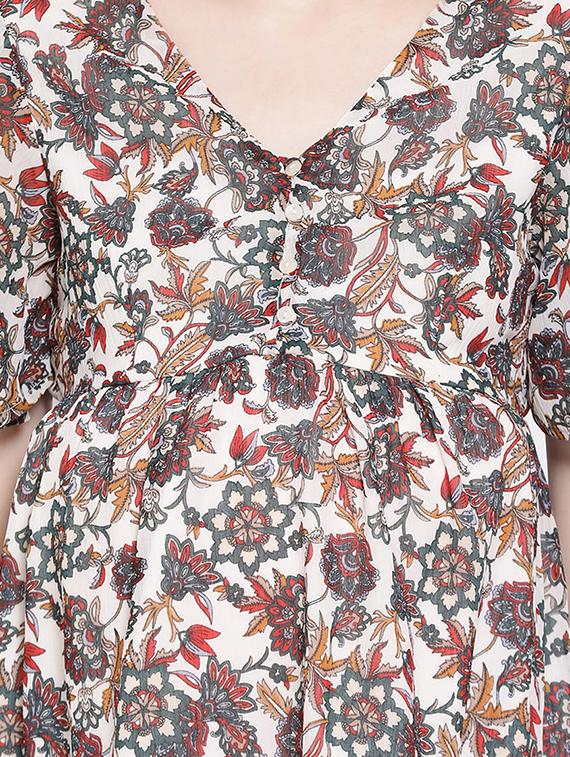 v-neck floral maternity wear dress - 17011117 - Standard Image - 4