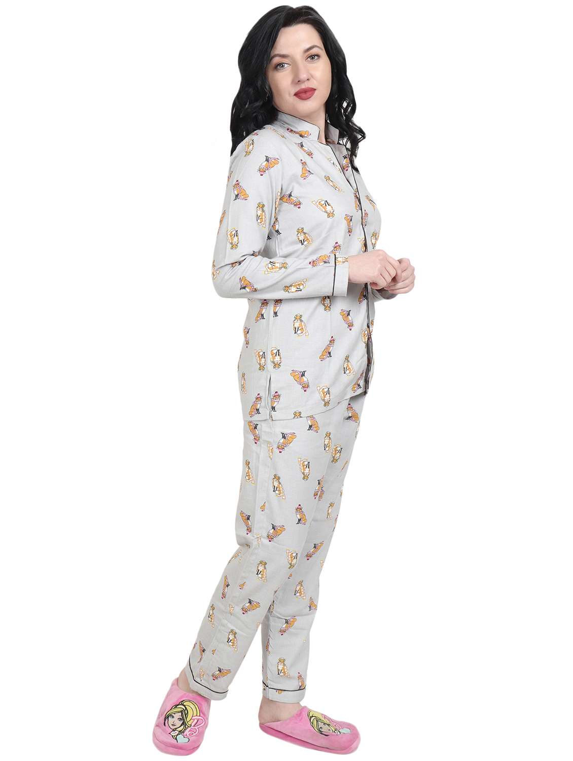 grey silk blend pyjama set nightwear - 17011641 -  Standard Image - 1