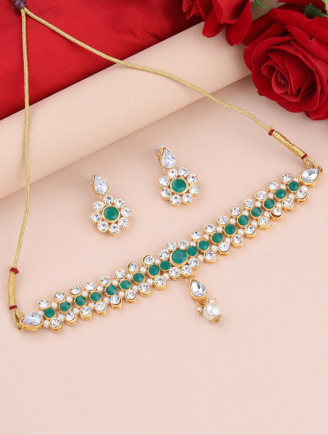 green metal choker necklace - 17013370 -  Standard Image - 1