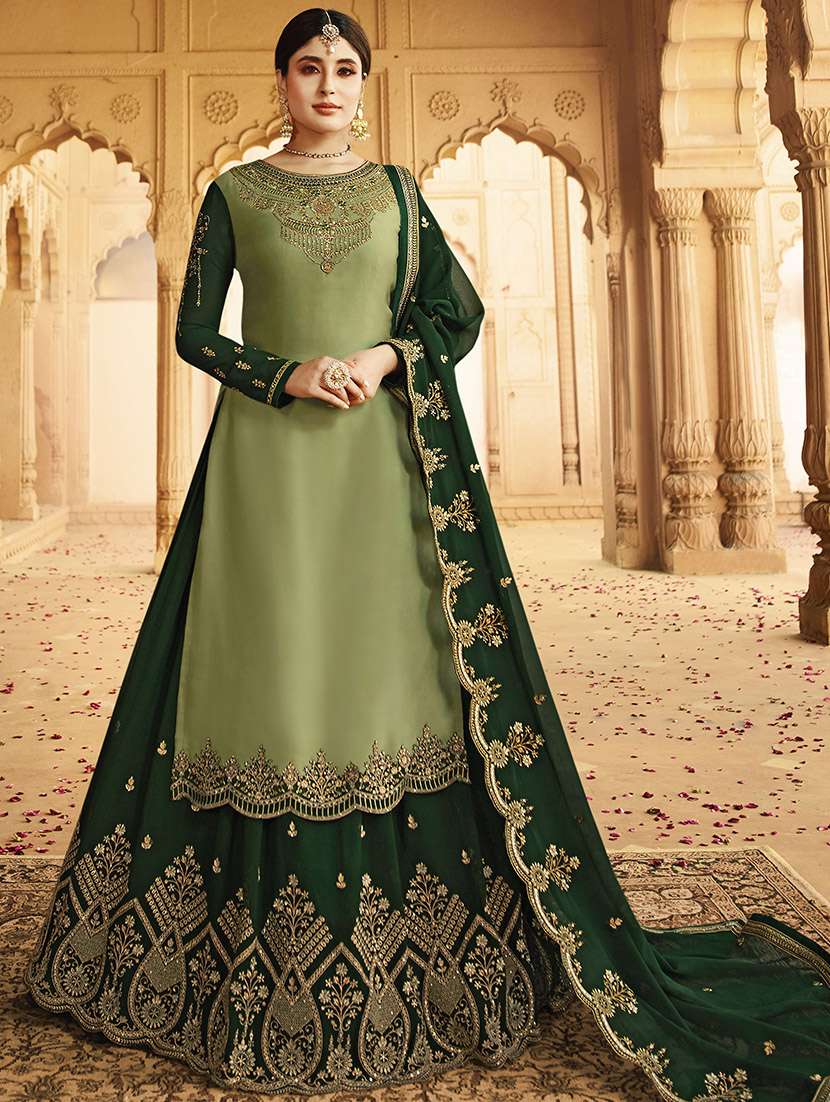 embroidered semi-stitched suit