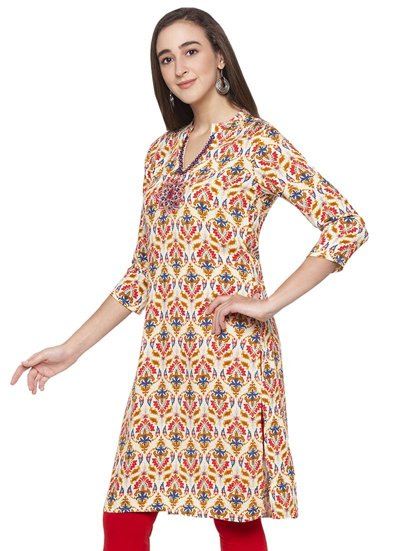 printed straight kurta - 17014862 - Standard Image - 1