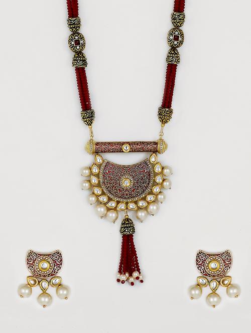 red gold plated pearl necklace - 17015597 -  Standard Image - 0