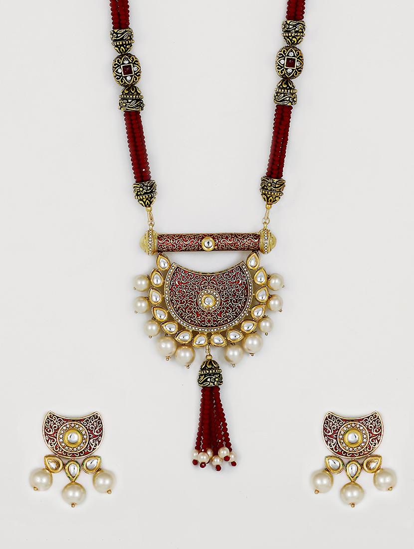 red gold plated pearl necklace - 17015597 -  Zoom Image - 0