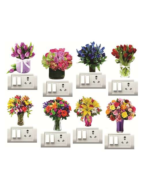 Flower Bouquet Switch Board Sticker (Set Of 8)