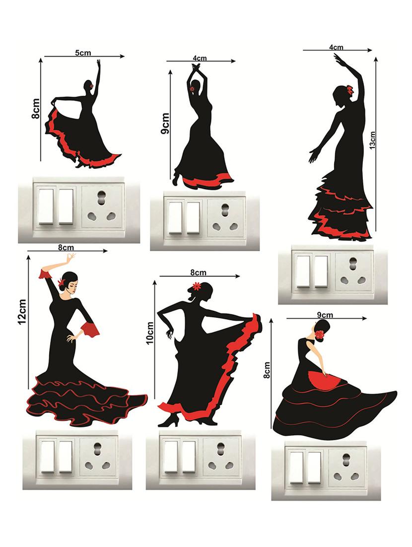 dancing girl switch board sticker (set of 6) - 17015773 - Standard Image - 1