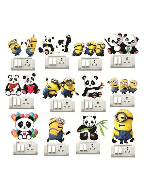 minions panda switch board sticker 