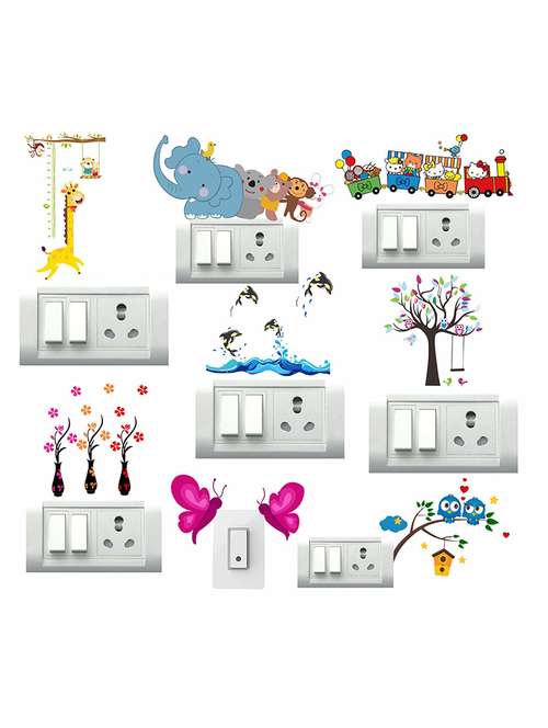 kids train and elephant switch board sticker
