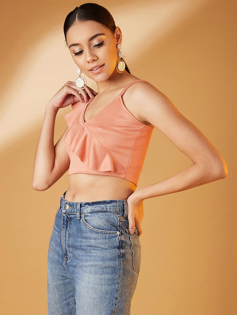 women's crop v neck top - 17016295 -  Standard Image - 1