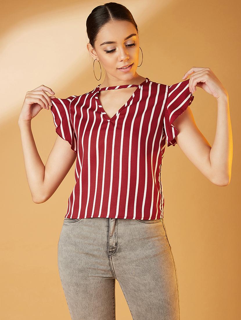 women's straight key hole neck top