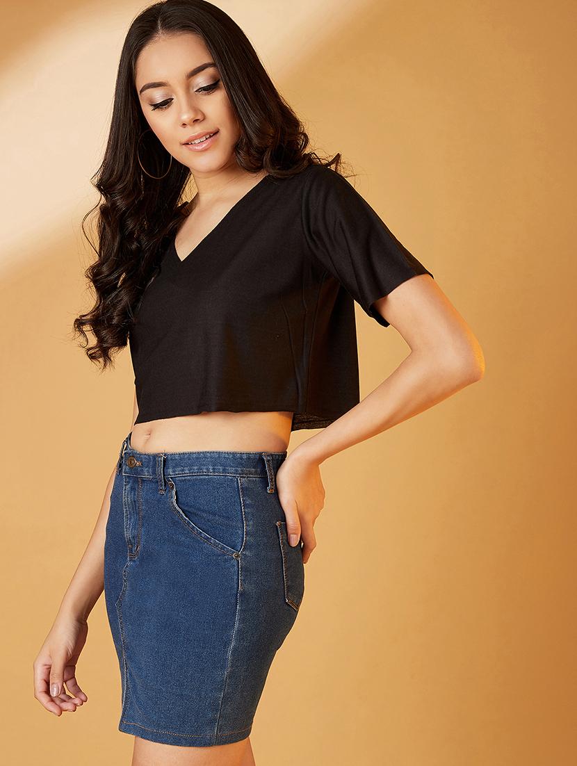women's crop v neck top - 17016297 - Standard Image - 1