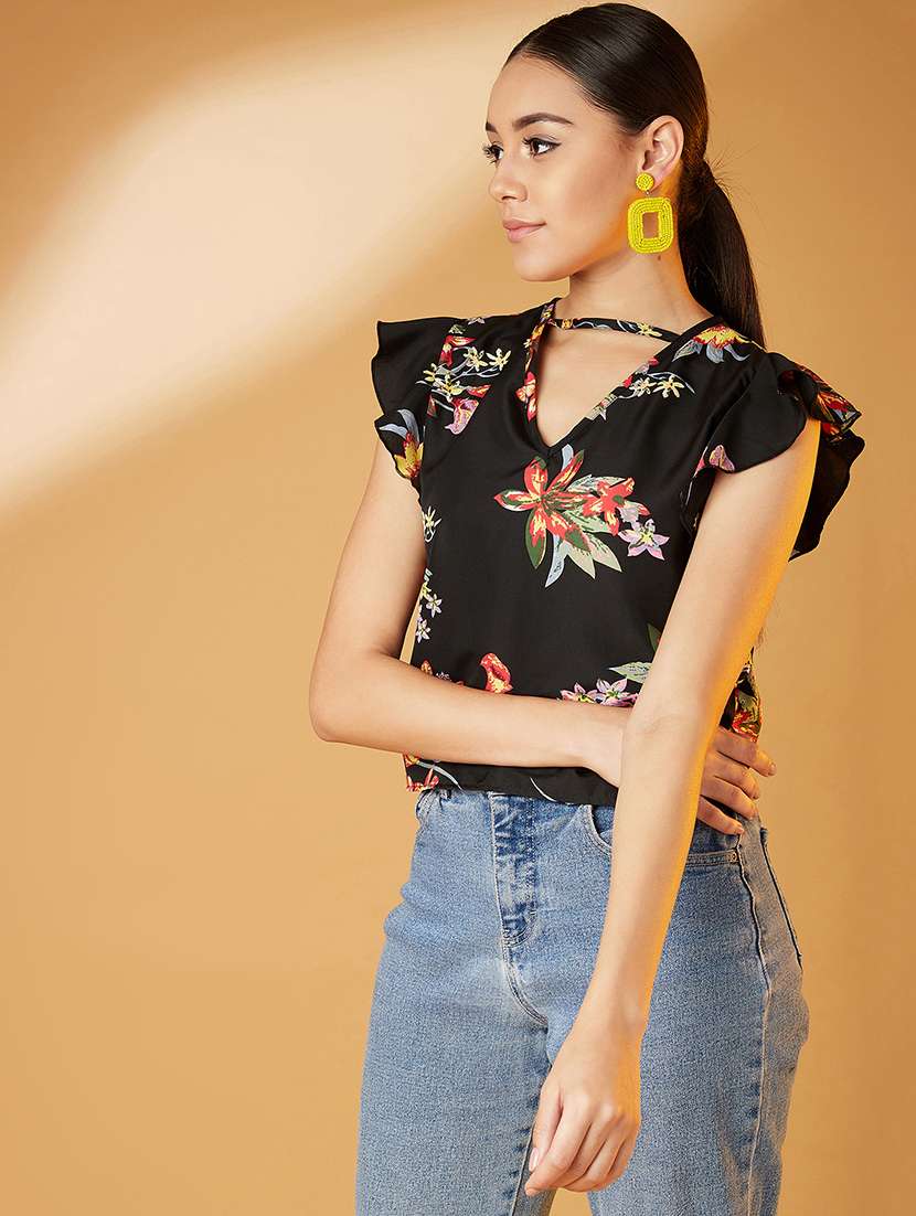 Women's Crop V Neck Top