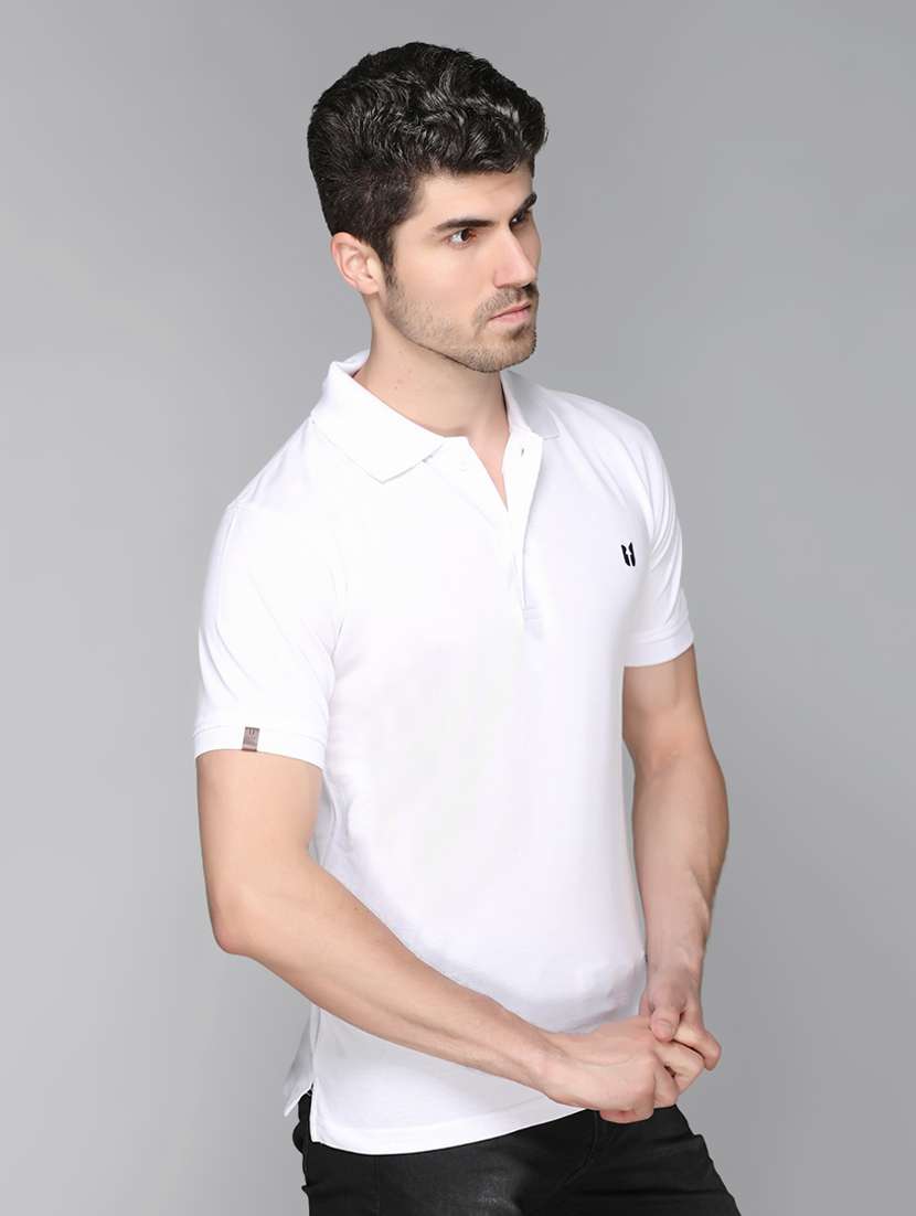 white solid polo t-shirt - 17017493 -  Standard Image - 1