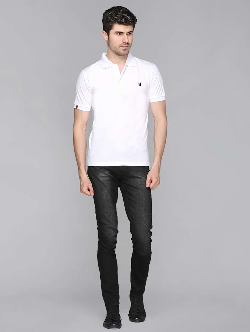 white solid polo t-shirt - 17017493 - Standard Image - 4