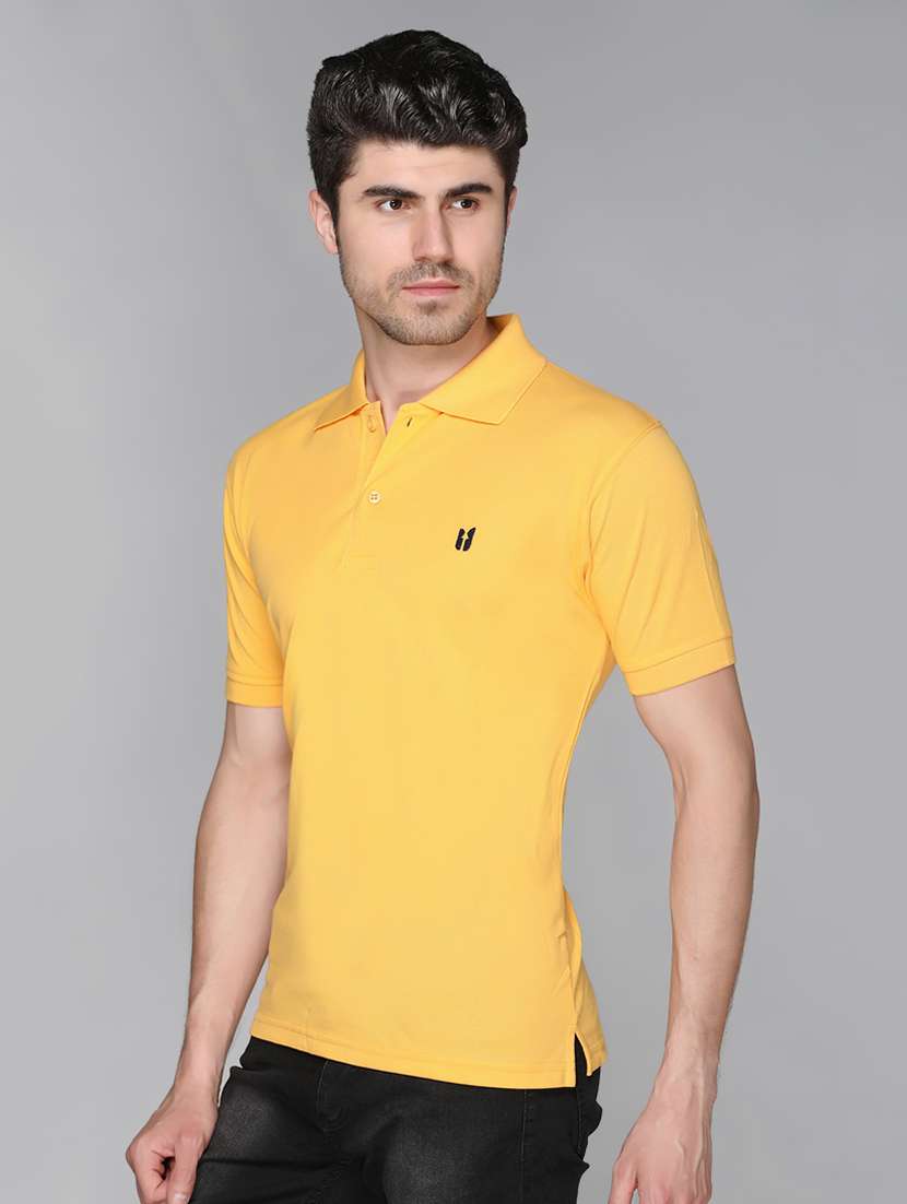 yellow solid polo t-shirt - 17017517 - Standard Image - 1