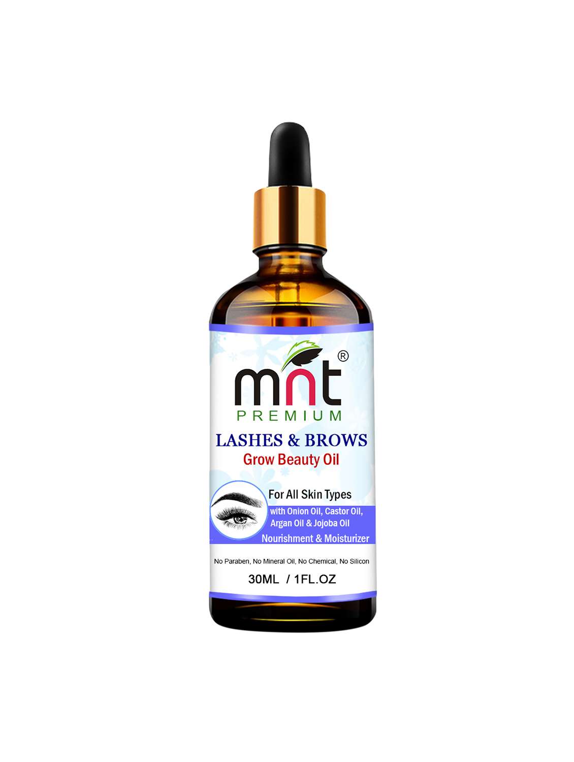mnt lashes & brows grow beauty oil with argan & jojoba oil (30ml) for thicker, longer eyebrows and healthier eyelashes