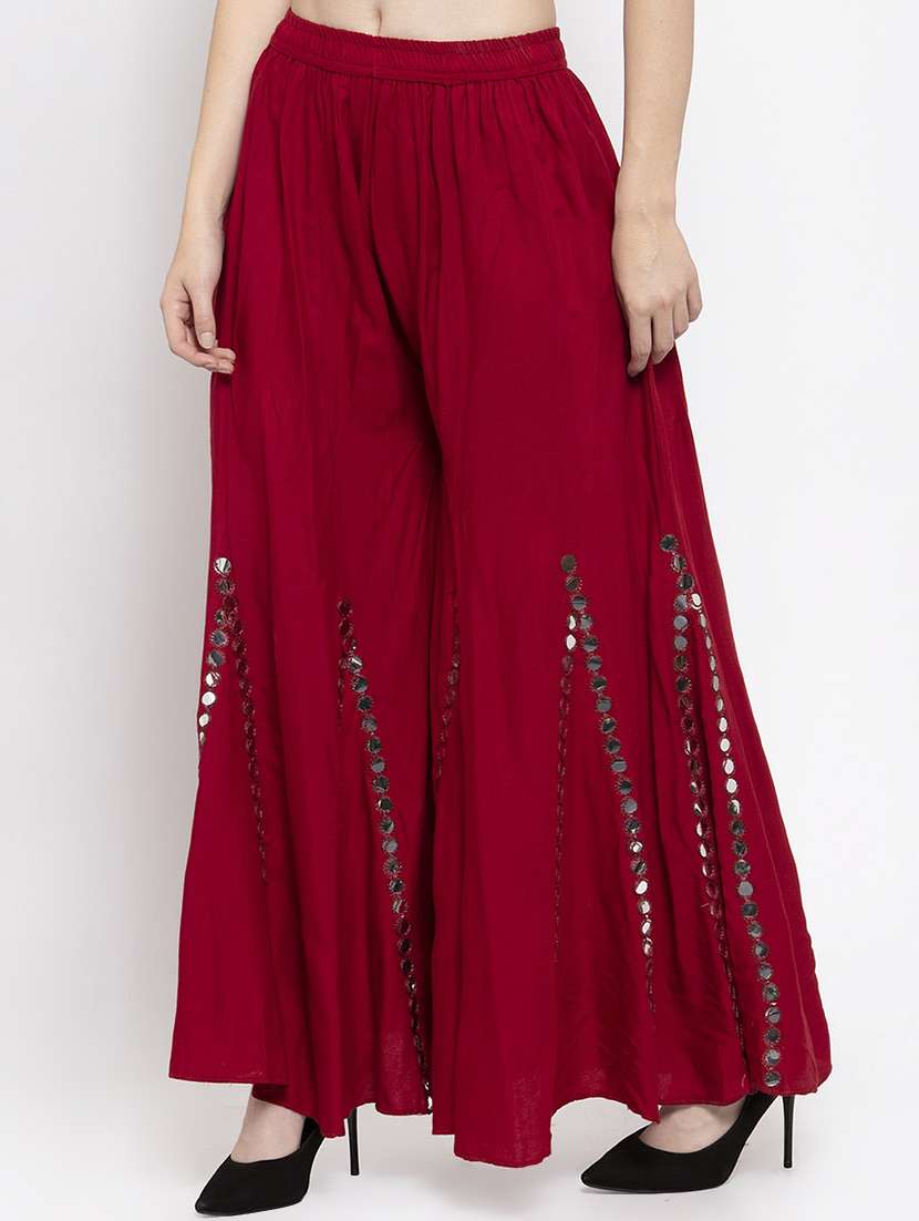 mirror work flared palazzo  - 17022184 -  Standard Image - 1