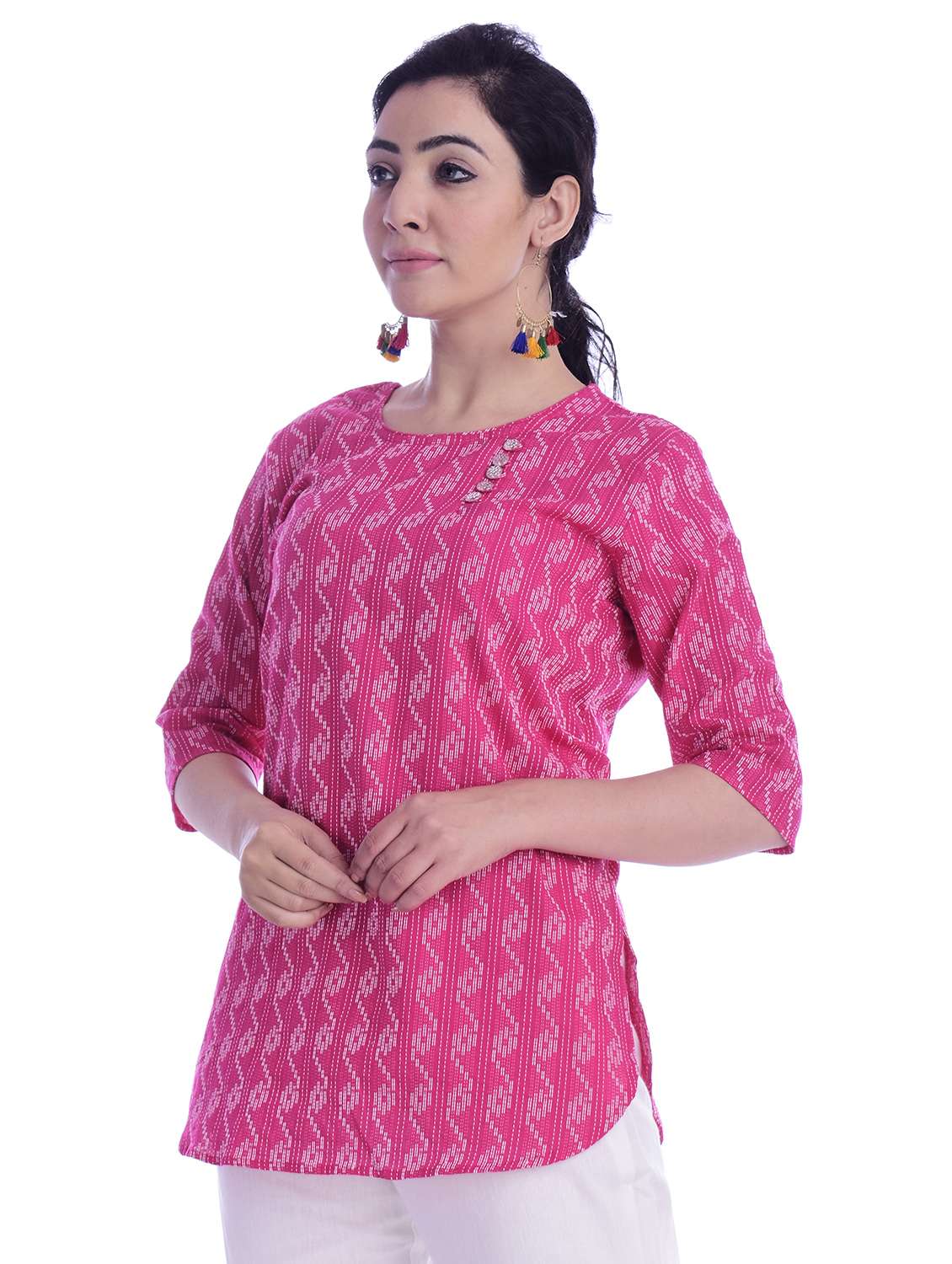 round neck printed tunic - 17024342 - Standard Image - 1