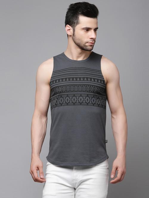 grey chest print tshirt - 17024630 - Standard Image - 0