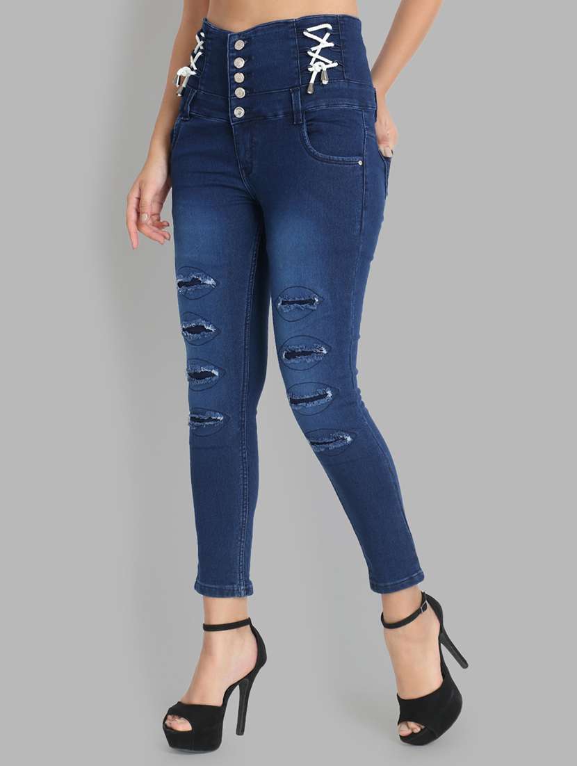 high rise stone washed jeans  - 17027207 -  Standard Image - 1