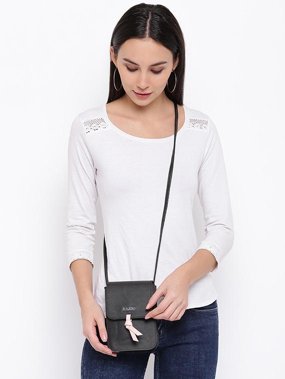 black leatherette regular sling bag - 17027641 - Standard Image - 4