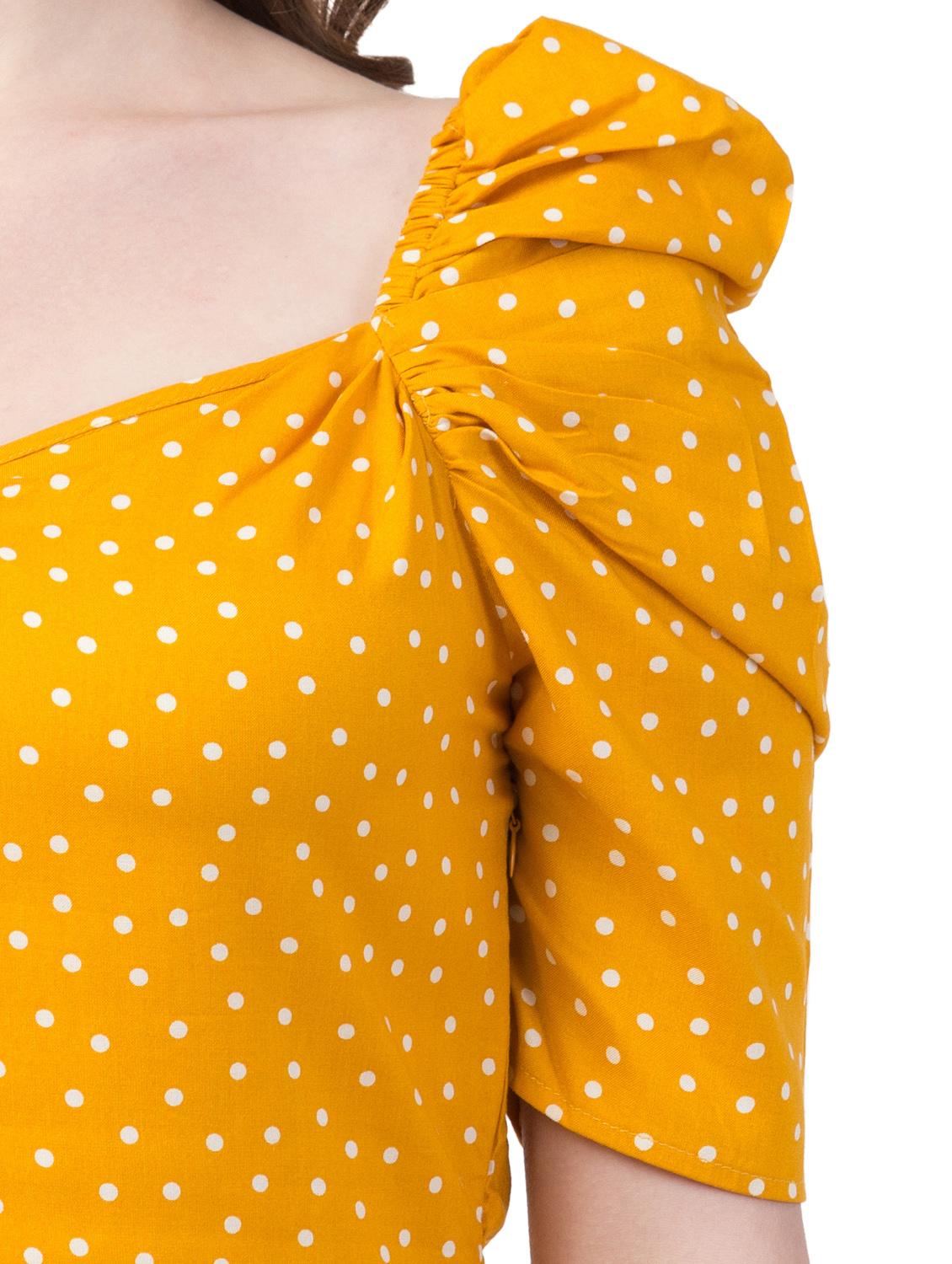 puff sleeves polka dot peplum top - 17028277 - Standard Image - 4