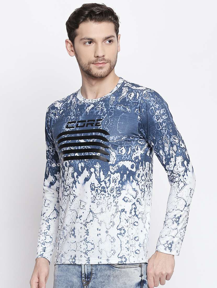 blue cotton all over print tshirt - 17028945 -  Standard Image - 1
