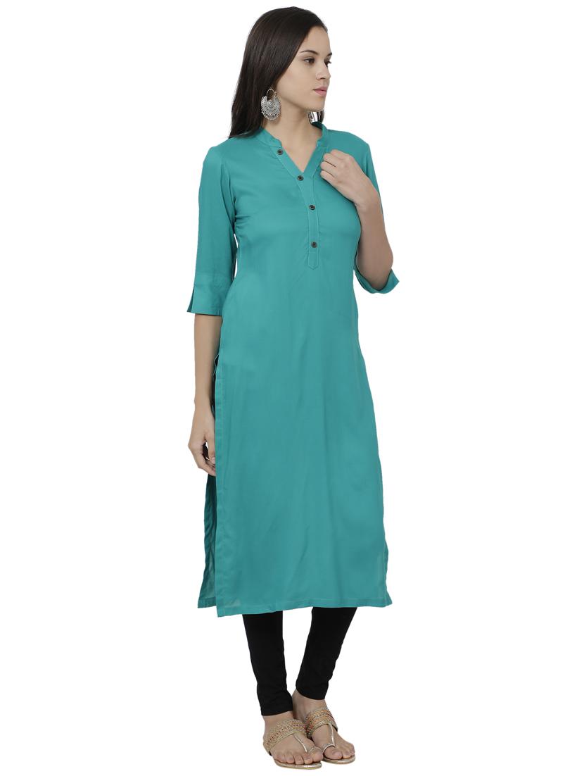 solid straight kurta - 17029716 - Standard Image - 1