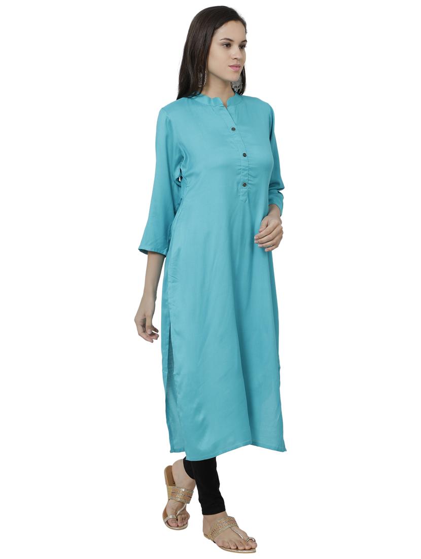 solid straight kurta - 17029717 -  Standard Image - 1