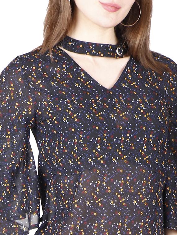 bell sleeves choker neck top - 17030002 - Standard Image - 4