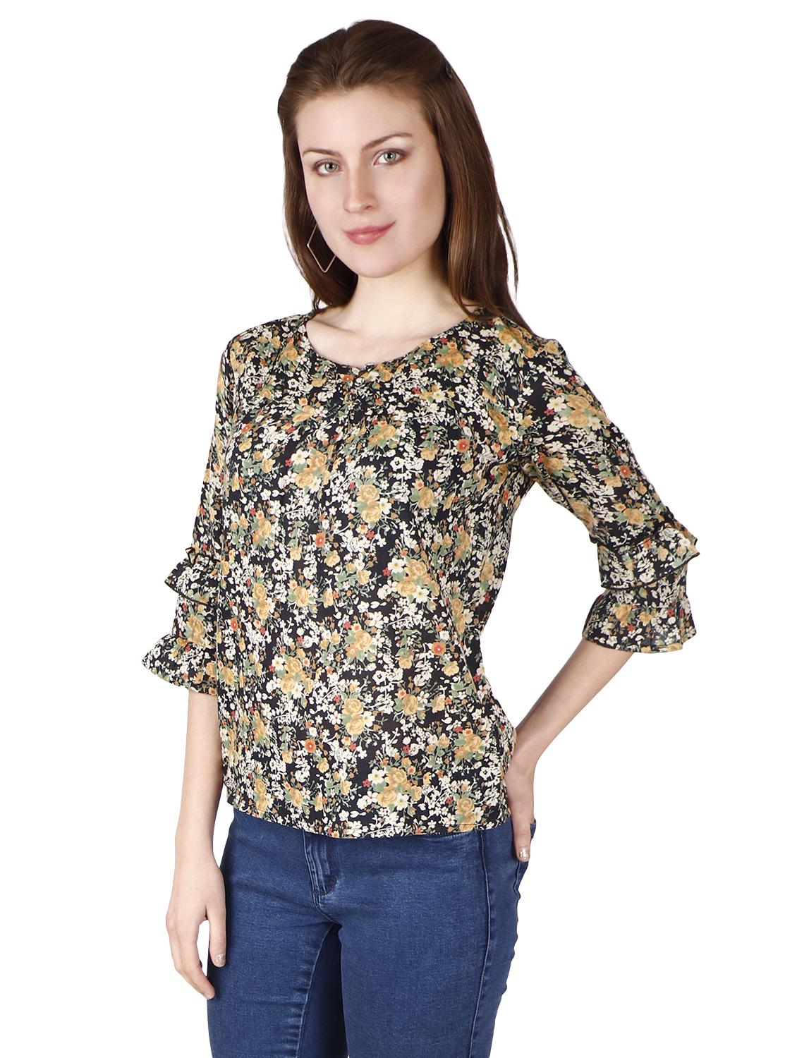 round neck floral top - 17030012 - Standard Image - 1
