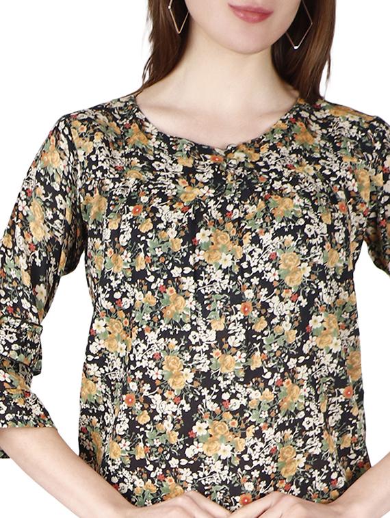 round neck floral top - 17030012 - Standard Image - 4