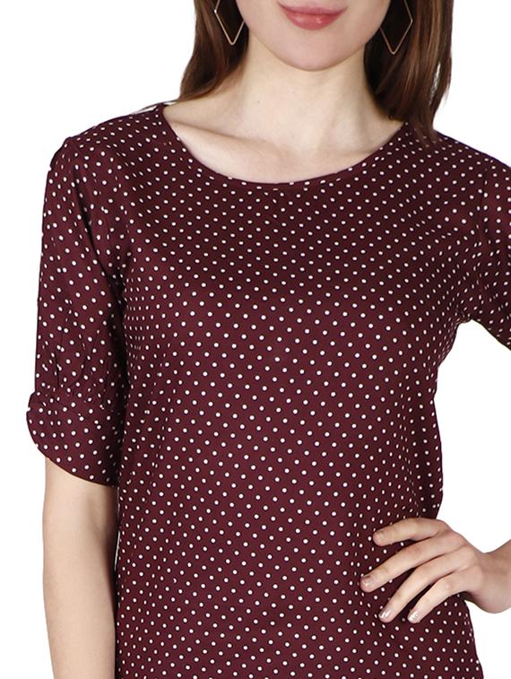 round neck polka dot top - 17030013 - Standard Image - 4