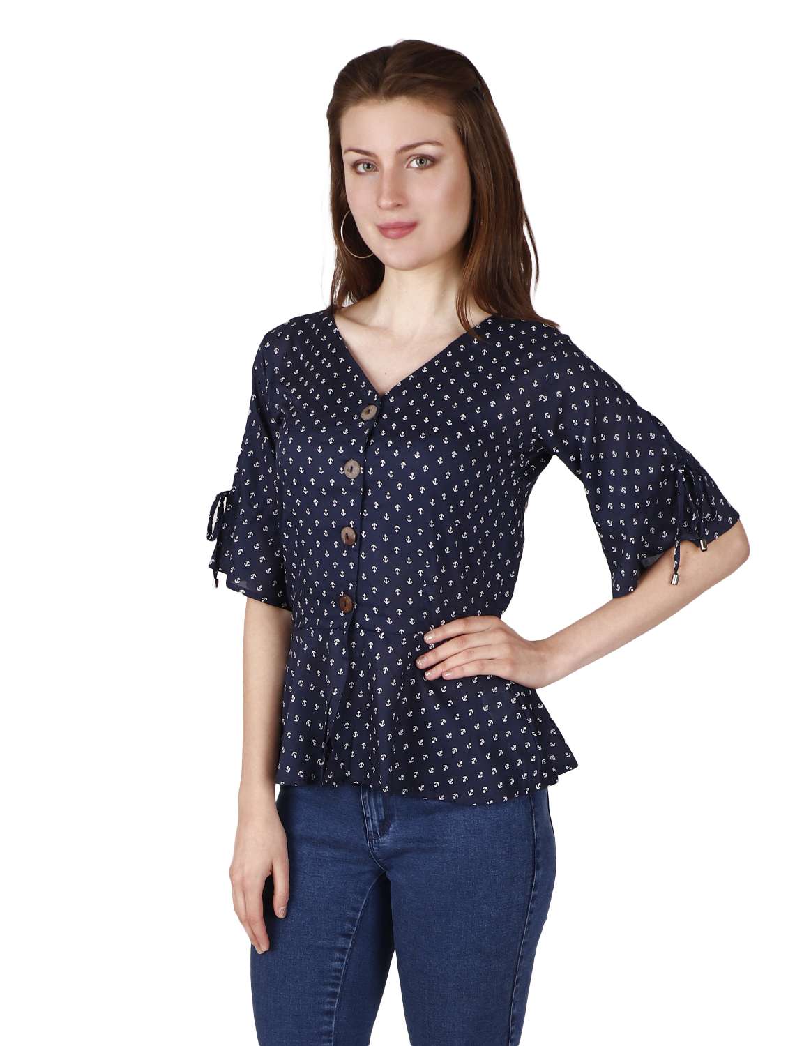 polka dot peplum top  - 17030020 -  Standard Image - 1