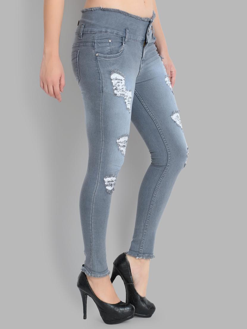 frayed hem distressed jeans - 17030378 - Standard Image - 1