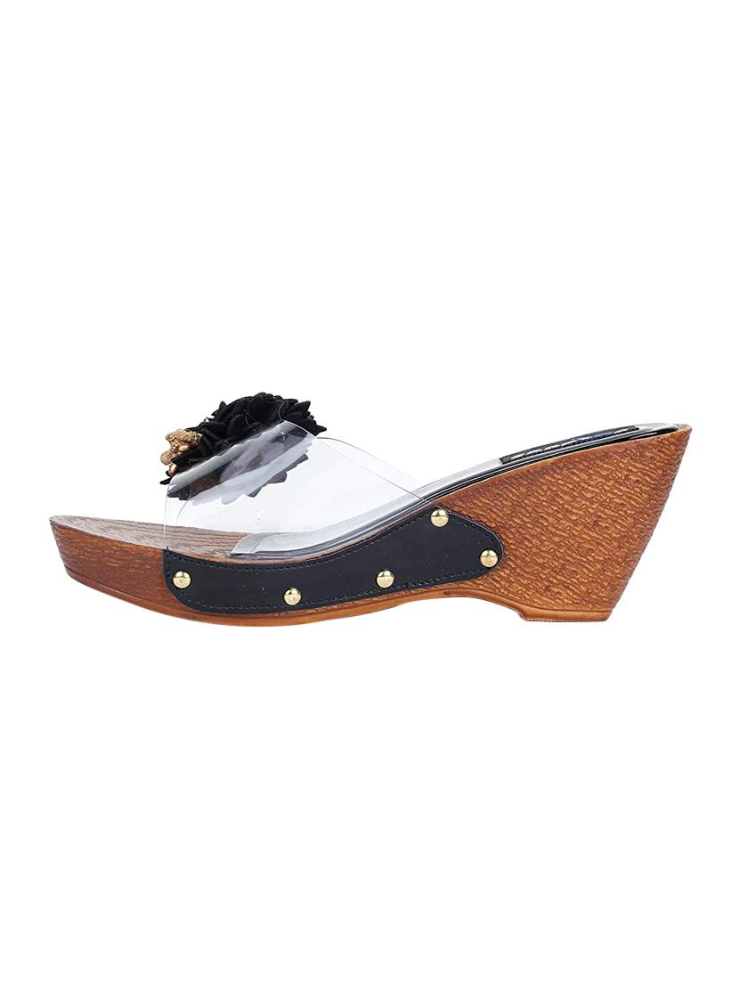 black slip on wedges - 17031475 -  Standard Image - 1
